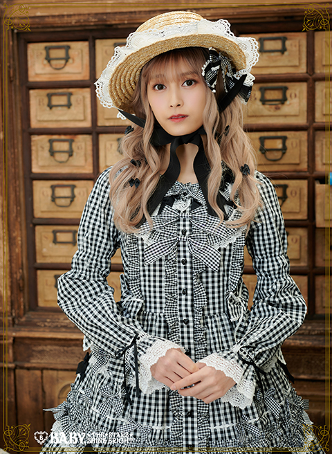 Sweet Gingham Dollワンピース ボンネット-