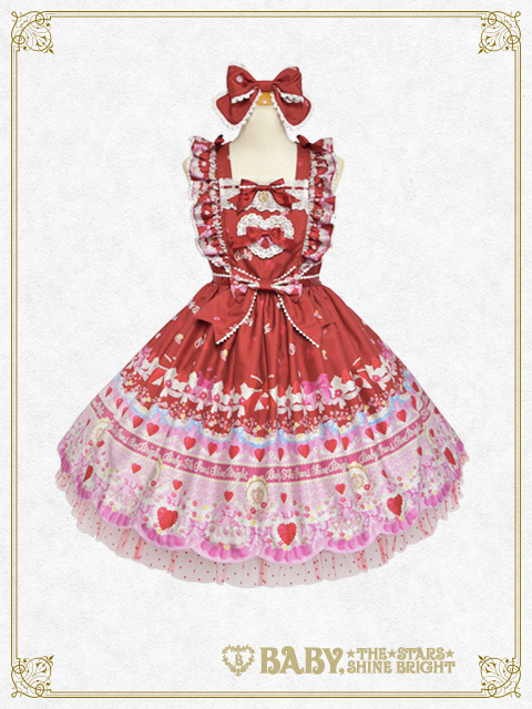 BABYBABY 秘密の花園柄ジャンパースカートセット ピンク